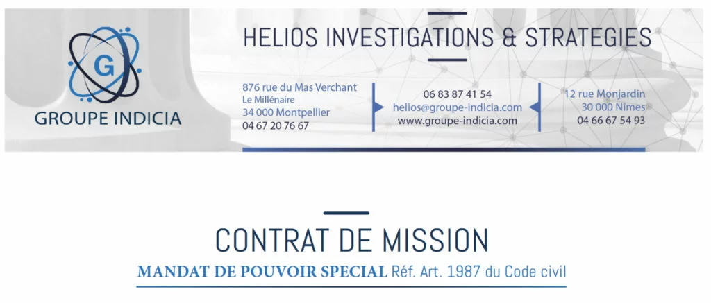 Contrat de mission helios investigations